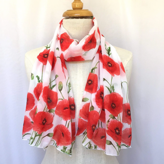 Scarf - Red Poppy Flower