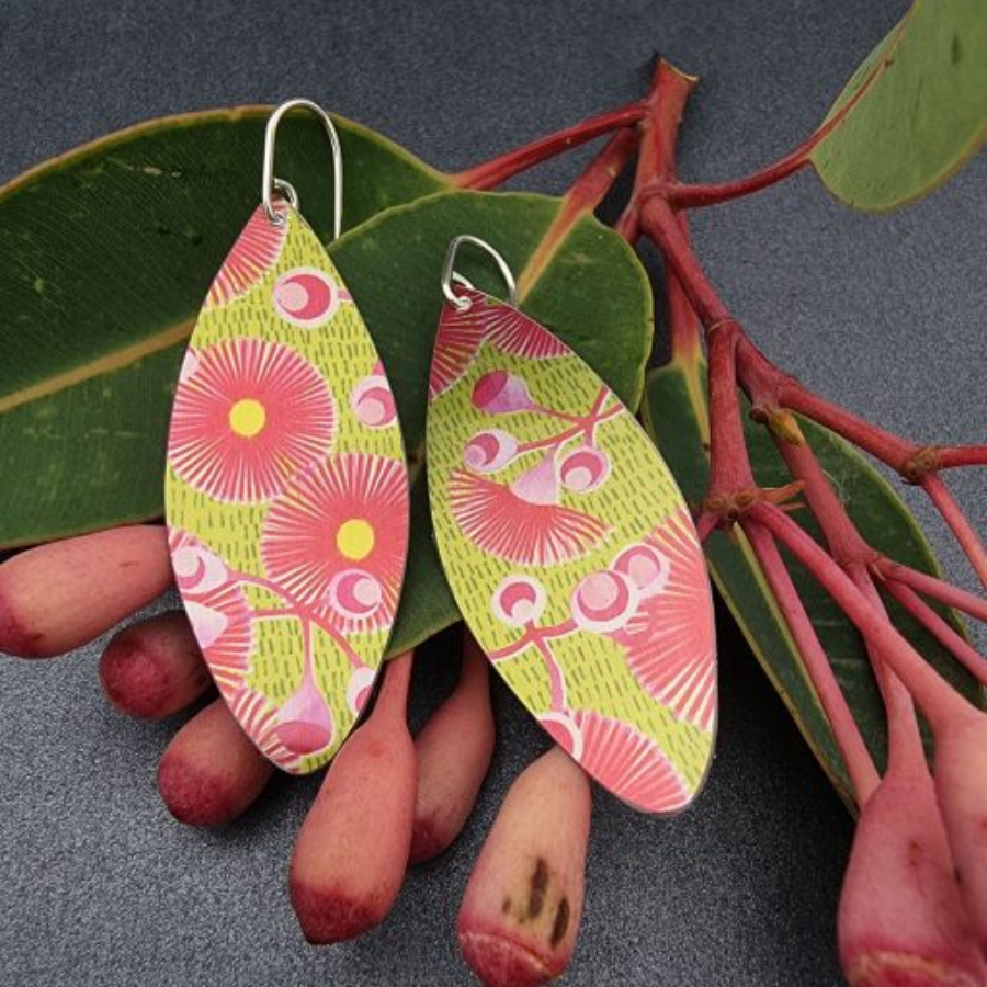 A Bush Walk Gum Blossom Long Drop Earrings LOFT Bridgetown