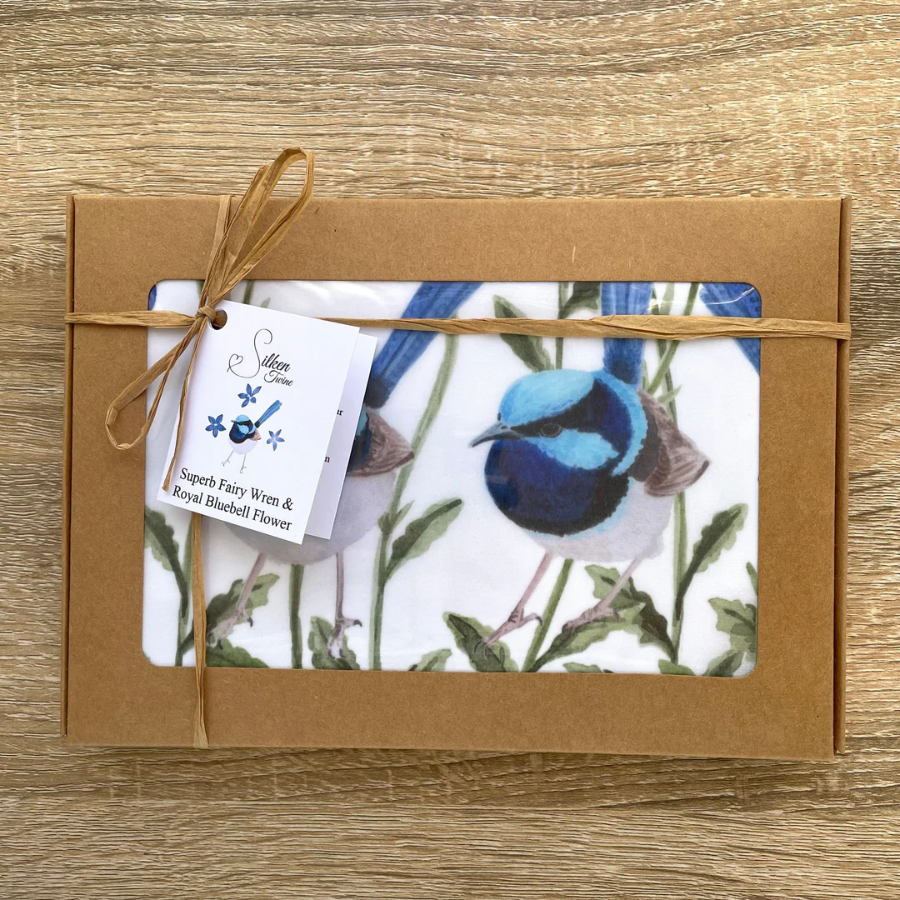 Scarf - Superb Fairy Wrens with Royal Bluebells