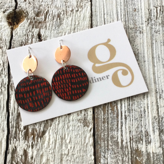 Enamel Earrings - Double Discs