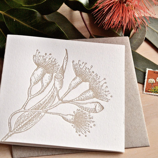 Australian Native Flora FLOWERING GUM  with Kraft Envelope Printed in Buff Gold