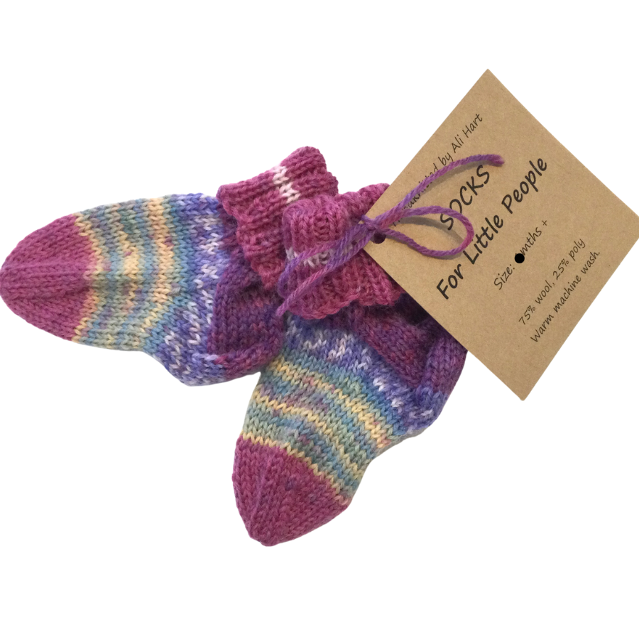 Hand Knitted Baby Socks Size 0-6 Months