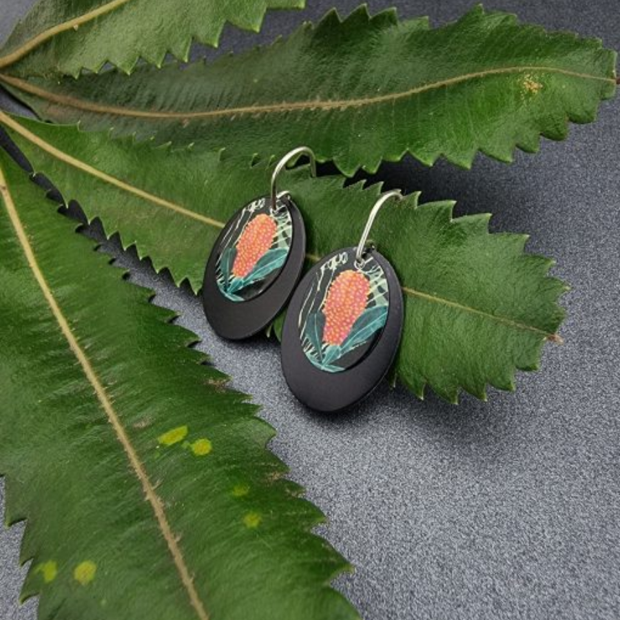 A Bush Walk - Banksia Double Oval Earrings