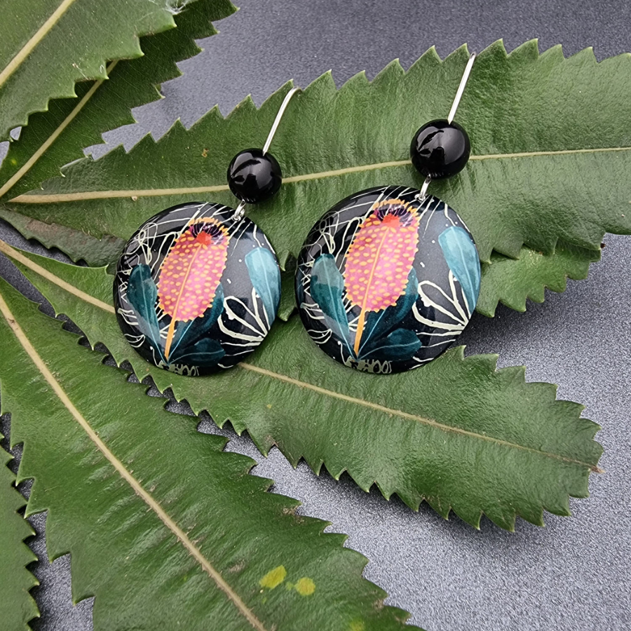 A Bush Walk - Banksia Bead Domed Earrings