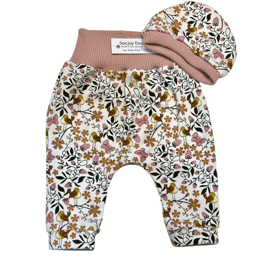 Baby Harem Pants & Hat Set - Floral Prints