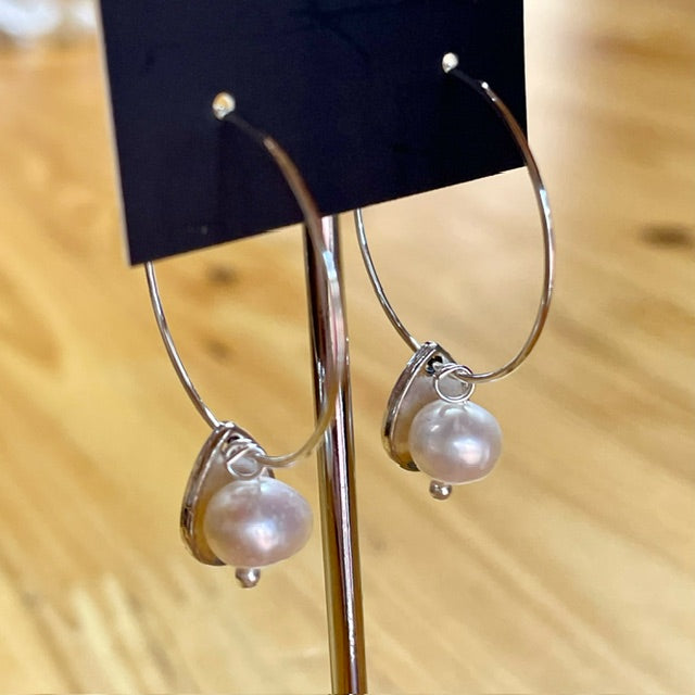 Freshwater Pearl Hoop Earrings