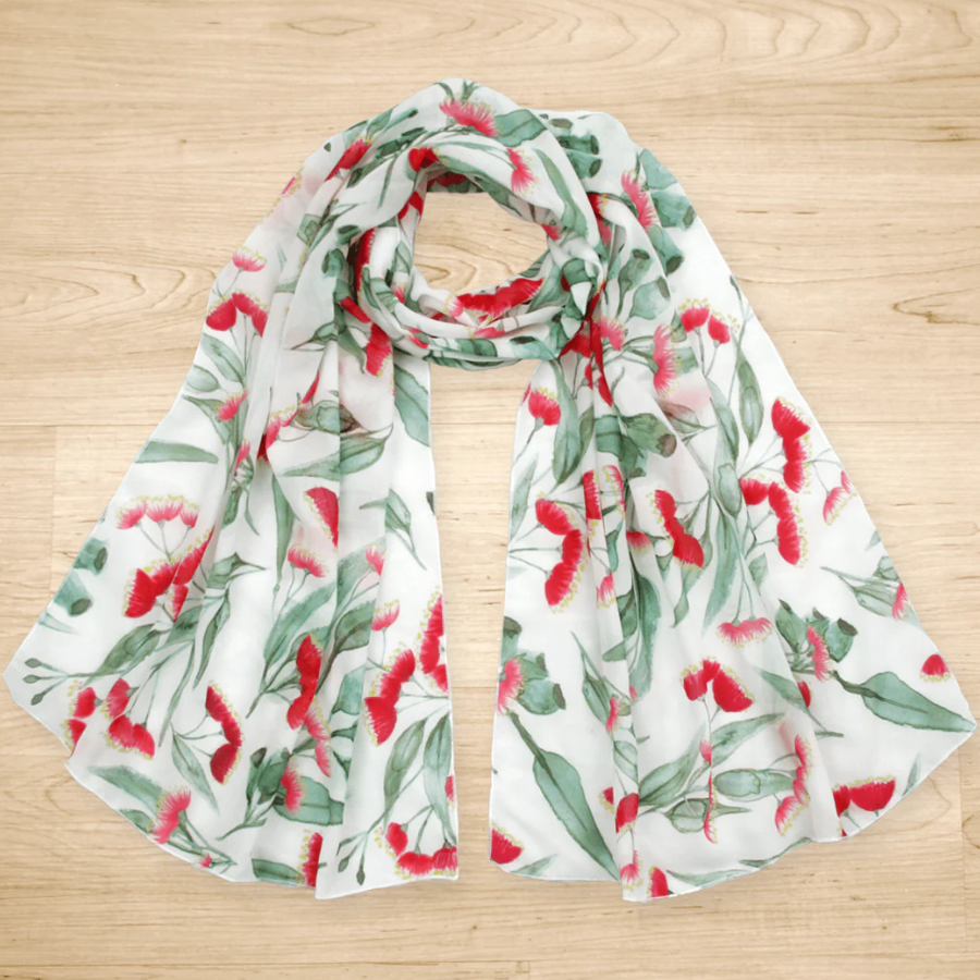 Scarf - Australian Gum Blossoms Scarf White