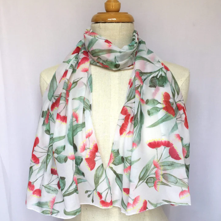 Scarf - Australian Gum Blossoms Scarf White
