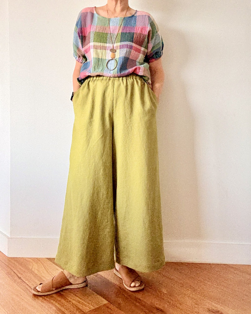 Linen Pants - Pesto 