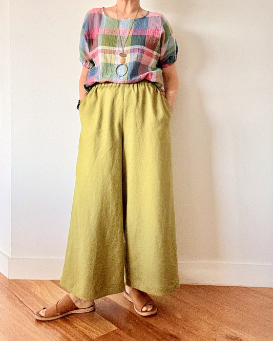 Linen Pants - Pesto 