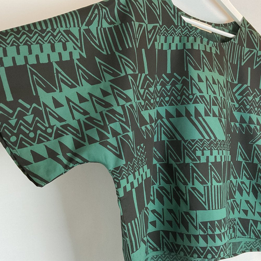 Nara Top - Petrol & Black Japanese Cotton