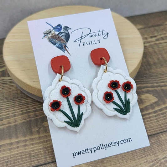 Poppies on White Dangles