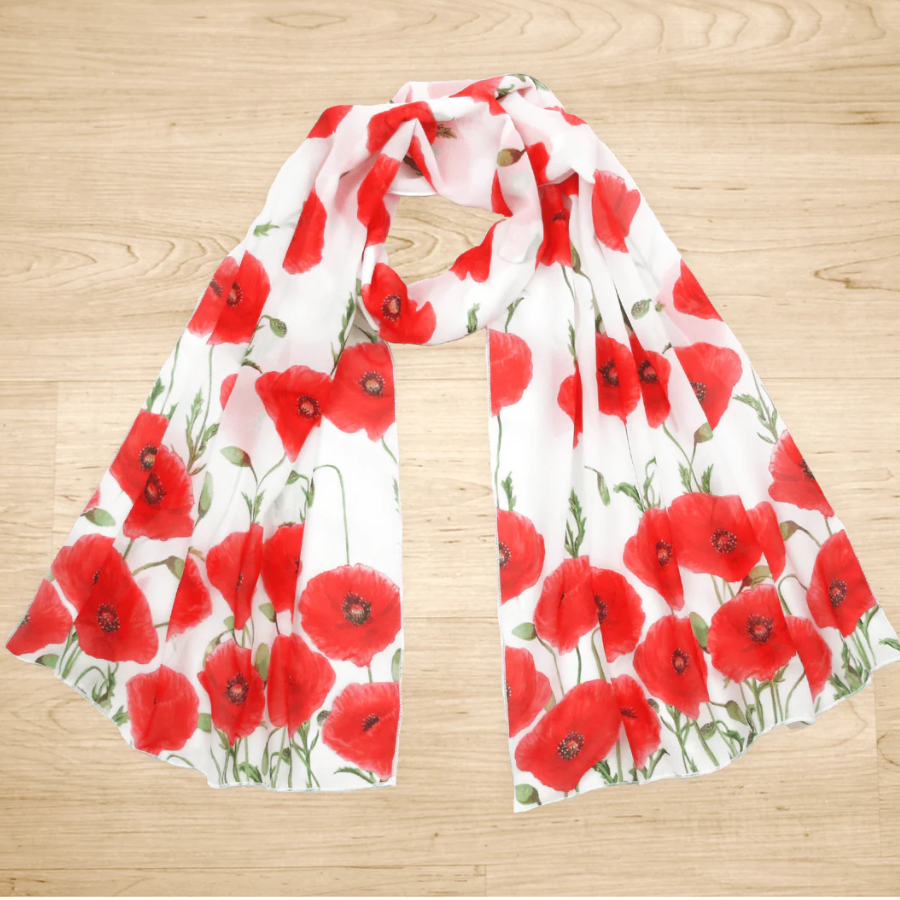 Scarf - Red Poppy Flower