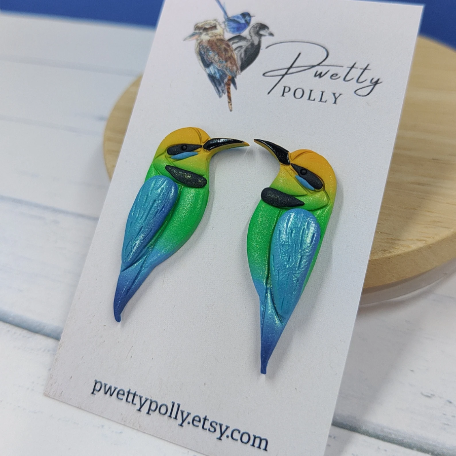 Earrings -Rainbow Bee Eater Studs