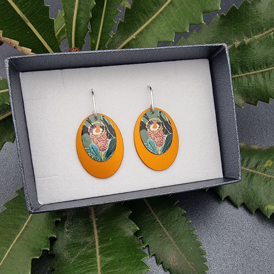 A Bush Walk - Banksia Double Oval Earrings