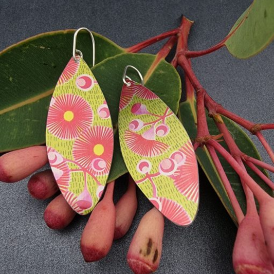 A Bush Walk - Gum Blossom Long Drop Earrings