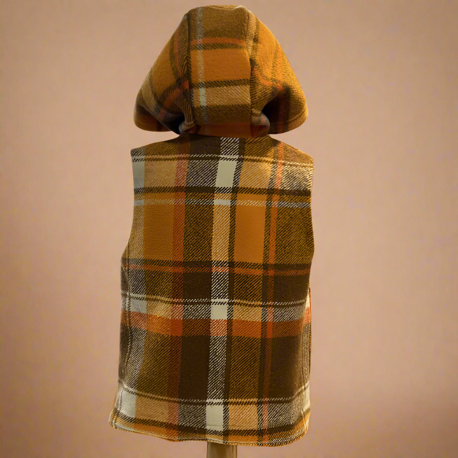 Wool Vest - Orange Check