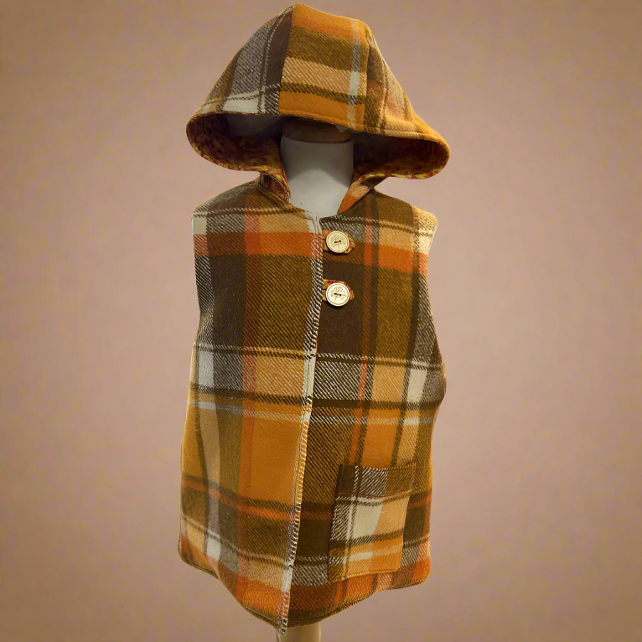 Wool Vest - Orange Check