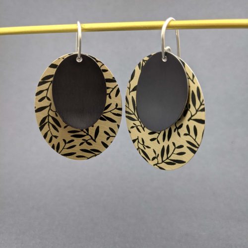 Foliage - Large Double Oval Earrings/Gold