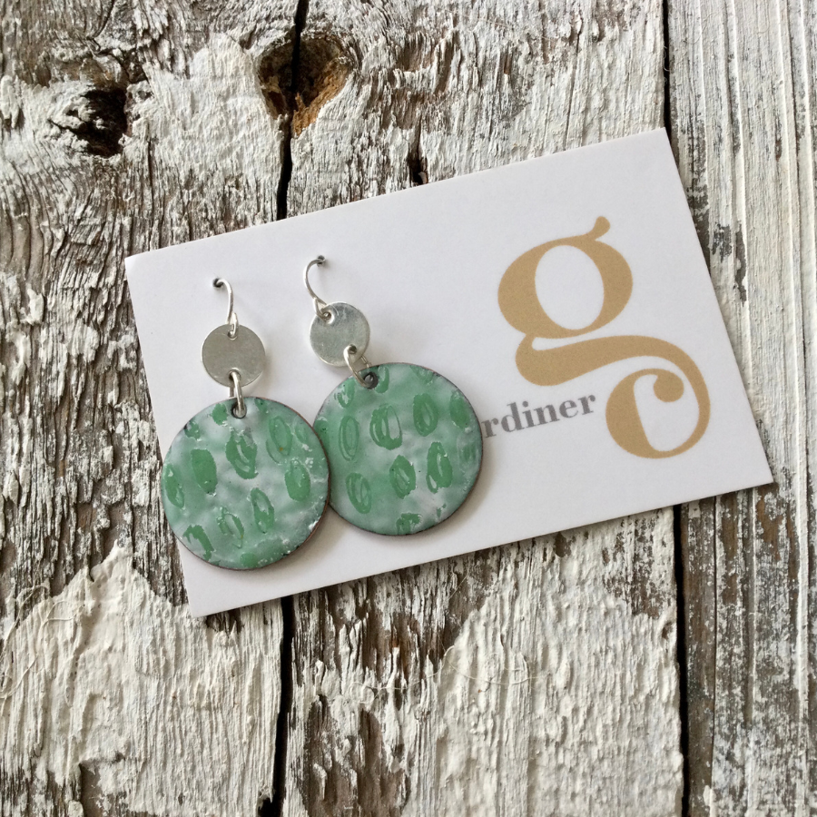 Enamel Earrings - Double Discs