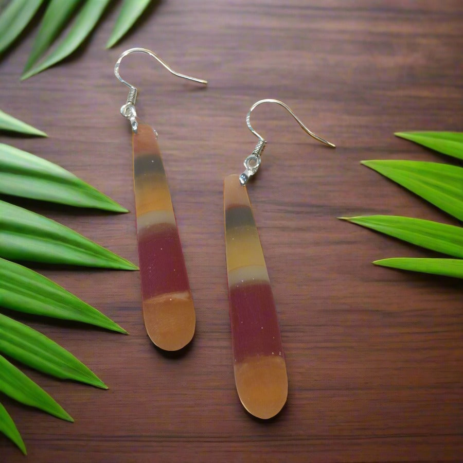 Resin Drop Earrings - Red - Orange Hues