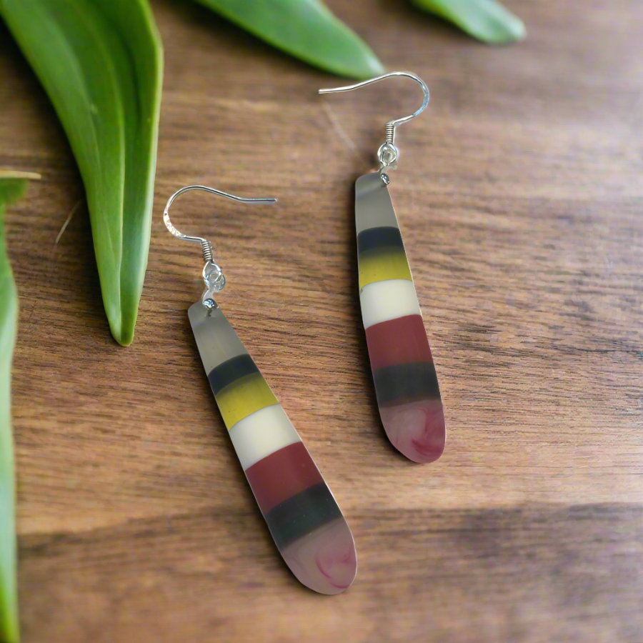 Resin Drop Earrings - Red - Orange Hues