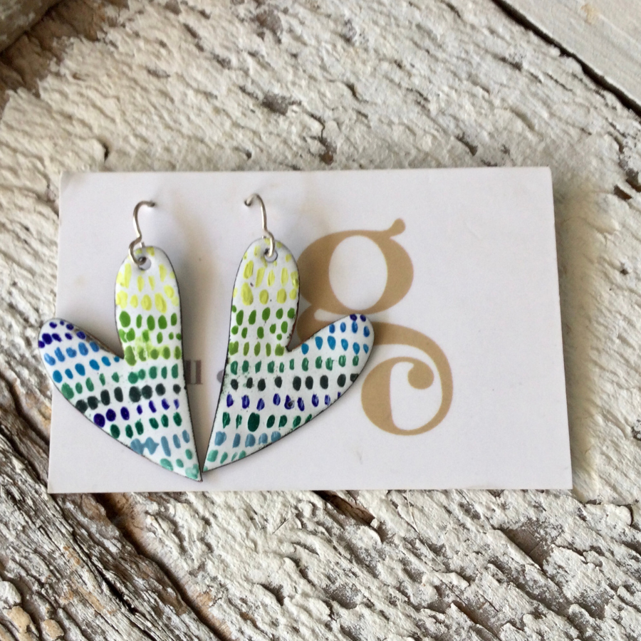 Enamel Earrings - Spotted Hearts *