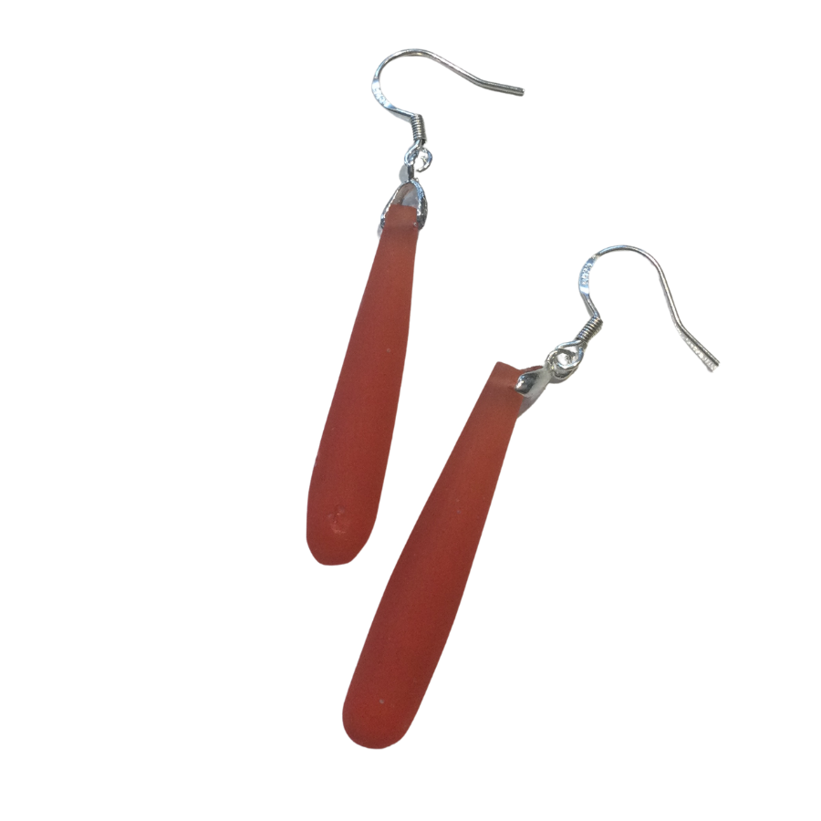 Resin Drop Earrings - Red - Orange Hues