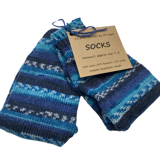 Hand Knitted Socks Size 7-8 Adult